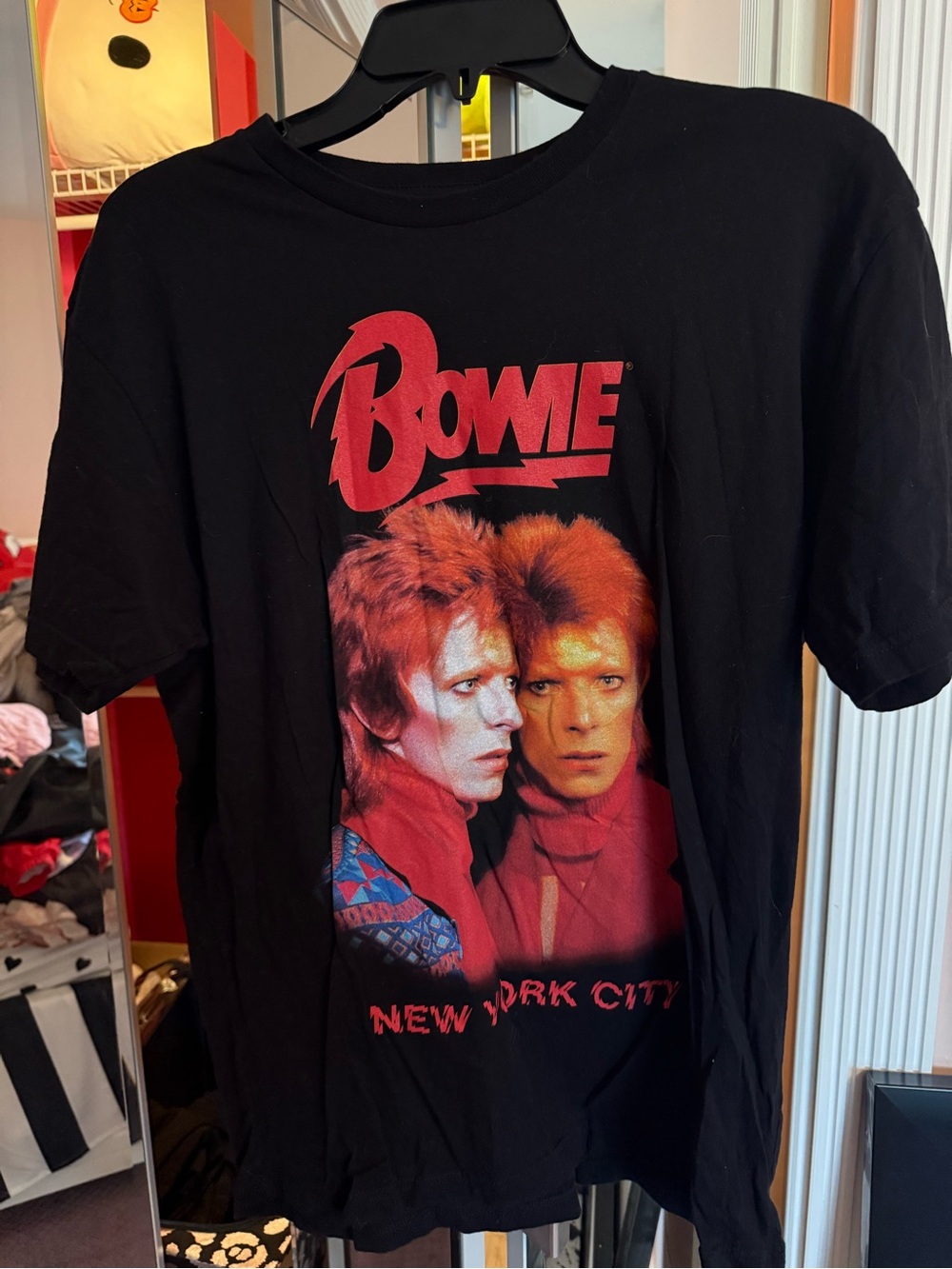 David Bowie New York City Graphic Tee - Black with Red Portrait
